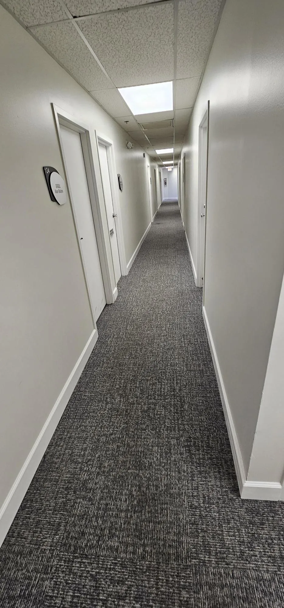 Gen Cassel corridor after new paint and carpet